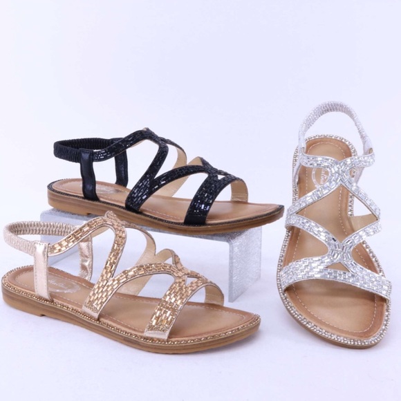 Italina Silver Rhinestone Embellished Flat Sandal - Picture 4 of 8